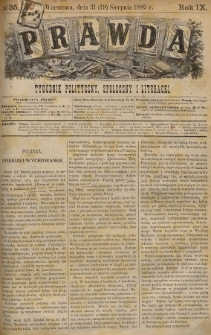 Prawda : tygodnik polityczny, społeczny i literacki. 1889, nr 35