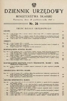 Dziennik Urzędowy Ministerstwa Skarbu. 1945, nr 26