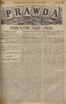 Prawda : tygodnik polityczny, społeczny i literacki. 1889, nr 38