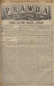 Prawda : tygodnik polityczny, społeczny i literacki. 1889, nr 42