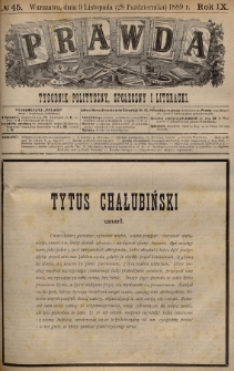Prawda : tygodnik polityczny, społeczny i literacki. 1889, nr 45