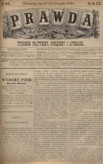 Prawda : tygodnik polityczny, społeczny i literacki. 1889, nr 46