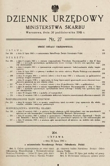 Dziennik Urzędowy Ministerstwa Skarbu. 1945, nr 27