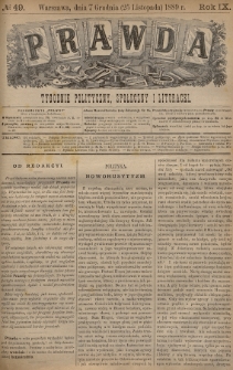 Prawda : tygodnik polityczny, społeczny i literacki. 1889, nr 49