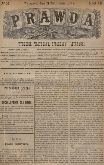 Prawda : tygodnik polityczny, społeczny i literacki. 1889, nr 51