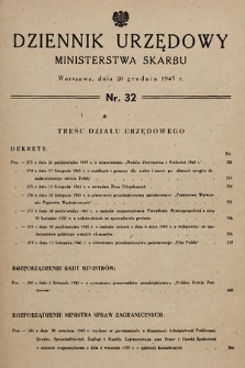 Dziennik Urzędowy Ministerstwa Skarbu. 1945, nr 32