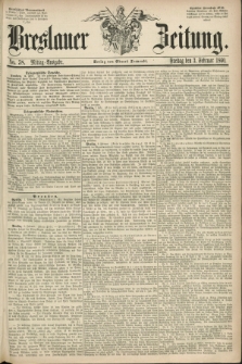 Breslauer Zeitung. 1860, No. 58 (3 Februar) - Mittag-Ausgabe
