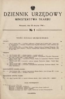 Dziennik Urzędowy Ministerstwa Skarbu. 1946, nr 1