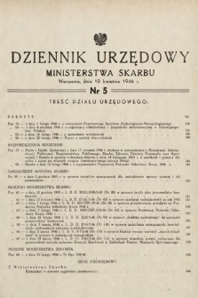Dziennik Urzędowy Ministerstwa Skarbu. 1946, nr 5