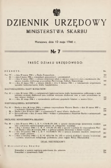 Dziennik Urzędowy Ministerstwa Skarbu. 1946, nr 7