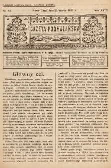 Gazeta Podhalańska. 1930, nr 12