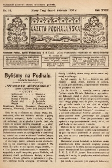 Gazeta Podhalańska. 1930, nr 14