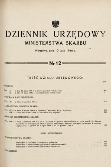 Dziennik Urzędowy Ministerstwa Skarbu. 1946, nr 12