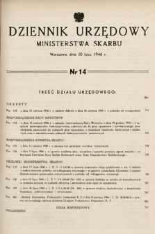 Dziennik Urzędowy Ministerstwa Skarbu. 1946, nr 14