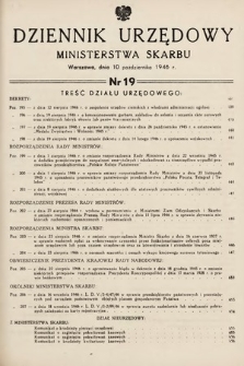 Dziennik Urzędowy Ministerstwa Skarbu. 1946, nr 19