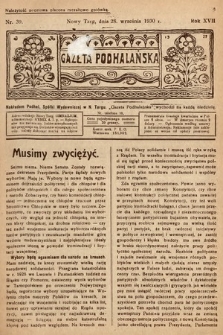 Gazeta Podhalańska. 1930, nr 39