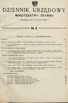 Dziennik Urzędowy Ministerstwa Skarbu. 1947, nr 2