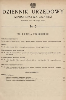 Dziennik Urzędowy Ministerstwa Skarbu. 1947, nr 5