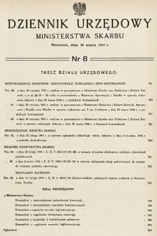 Dziennik Urzędowy Ministerstwa Skarbu. 1947, nr 8