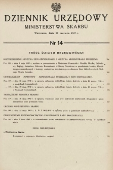Dziennik Urzędowy Ministerstwa Skarbu. 1947, nr 14