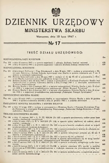 Dziennik Urzędowy Ministerstwa Skarbu. 1947, nr 17