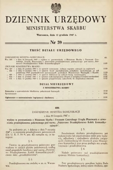 Dziennik Urzędowy Ministerstwa Skarbu. 1947, nr 59
