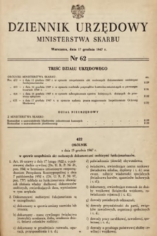 Dziennik Urzędowy Ministerstwa Skarbu. 1947, nr 62