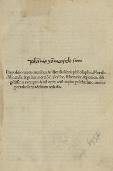 Prepositiones ex omnibus Aristotelis libris excerptae