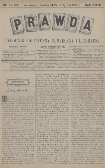 Prawda : tygodnik polityczny, społeczny i literacki. 1903, nr 1
