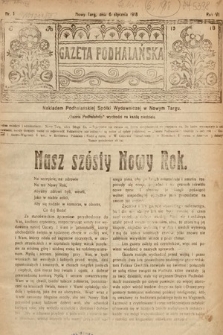 Gazeta Podhalańska. 1918, nr 1