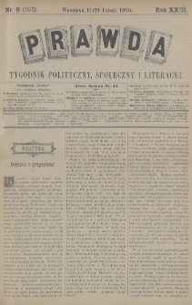 Prawda : tygodnik polityczny, społeczny i literacki. 1903, nr 9
