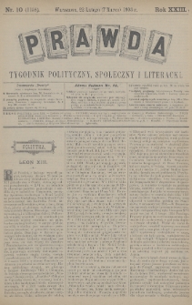 Prawda : tygodnik polityczny, społeczny i literacki. 1903, nr 10