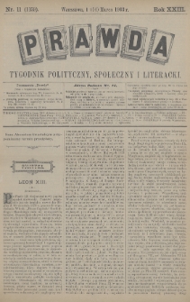 Prawda : tygodnik polityczny, społeczny i literacki. 1903, nr 11