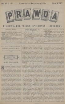 Prawda : tygodnik polityczny, społeczny i literacki. 1903, nr 13
