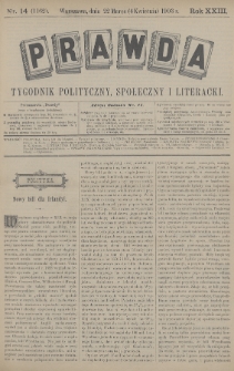 Prawda : tygodnik polityczny, społeczny i literacki. 1903, nr 14