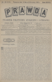 Prawda : tygodnik polityczny, społeczny i literacki. 1903, nr 15