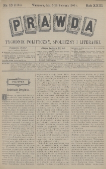 Prawda : tygodnik polityczny, społeczny i literacki. 1903, nr 16