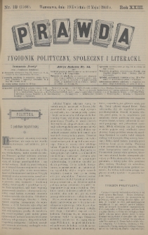 Prawda : tygodnik polityczny, społeczny i literacki. 1903, nr 18
