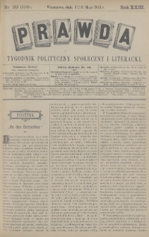 Prawda : tygodnik polityczny, społeczny i literacki. 1903, nr 20