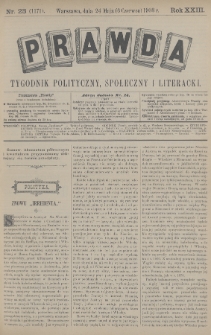 Prawda : tygodnik polityczny, społeczny i literacki. 1903, nr 23