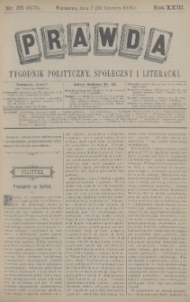 Prawda : tygodnik polityczny, społeczny i literacki. 1903, nr 25