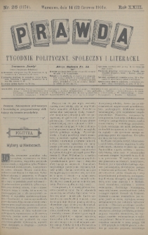 Prawda : tygodnik polityczny, społeczny i literacki. 1903, nr 26