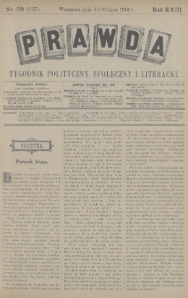 Prawda : tygodnik polityczny, społeczny i literacki. 1903, nr 29