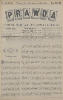 Prawda : tygodnik polityczny, społeczny i literacki. 1903, nr 31