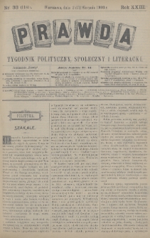 Prawda : tygodnik polityczny, społeczny i literacki. 1903, nr 33