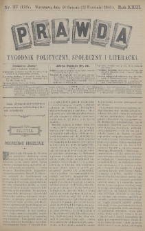 Prawda : tygodnik polityczny, społeczny i literacki. 1903, nr 37