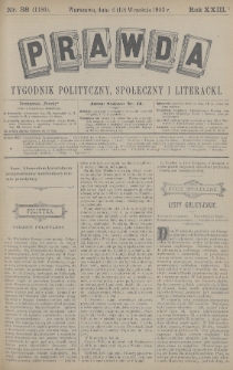 Prawda : tygodnik polityczny, społeczny i literacki. 1903, nr 38