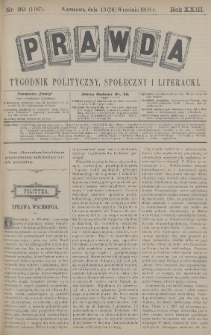 Prawda : tygodnik polityczny, społeczny i literacki. 1903, nr 39
