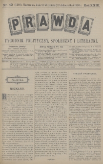 Prawda : tygodnik polityczny, społeczny i literacki. 1903, nr 40