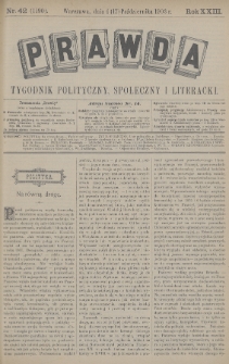 Prawda : tygodnik polityczny, społeczny i literacki. 1903, nr 42